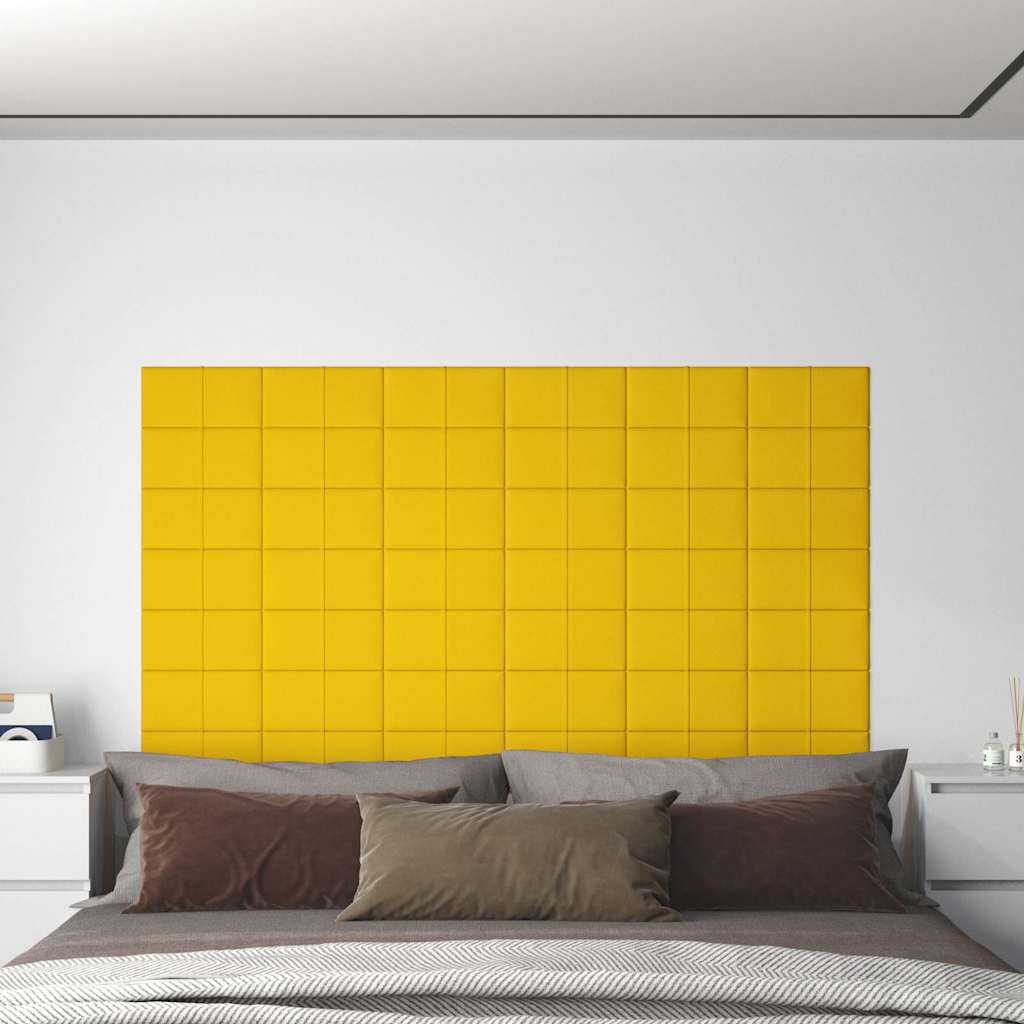 Πάνελ Τοίχου 12 τεμ. Κίτρινα 30 x 15 εκ. 0,54 μ² Βελούδινα