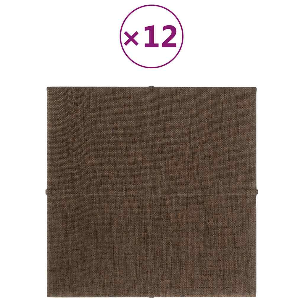 Πάνελ Τοίχου 12 τεμ. Καφέ 30 x 30 εκ. 1,08 μ² Υφασμα - Pakobazaar