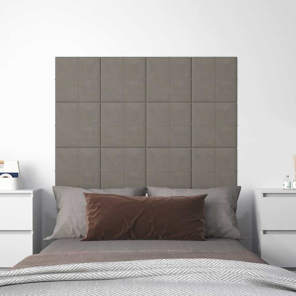 Πάνελ Τοίχου 12 τεμ. Ανοιχτό Γκρι 30x30 εκ. 1,08 μ² Βελούδο