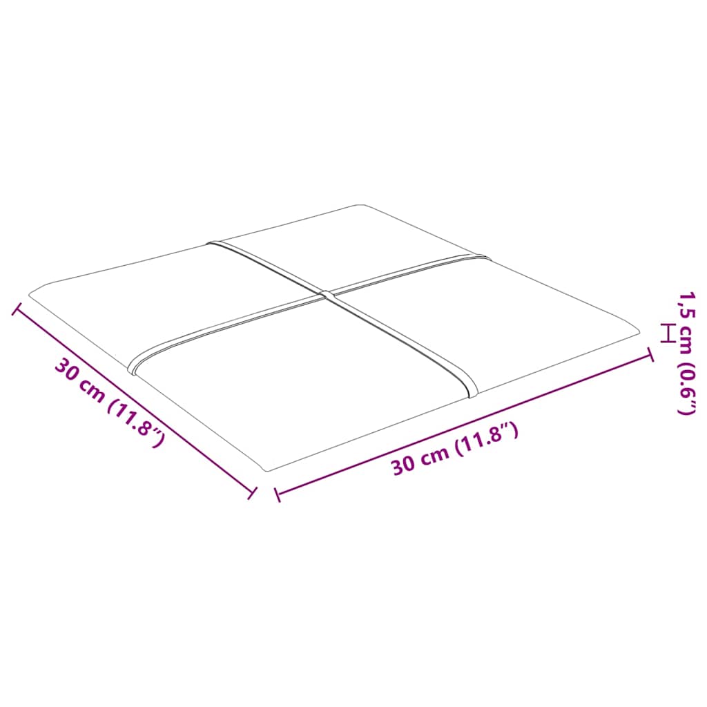 Πάνελ Τοίχου 12 τεμ. Μπορντό 30 x 30 εκ. 1,08 μ² Βελούδινα