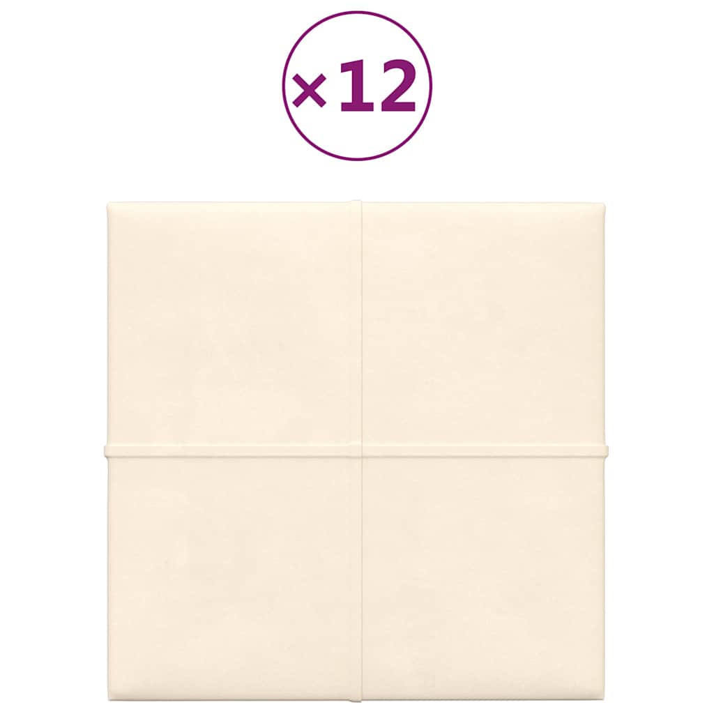 Πάνελ Τοίχου 12 τεμ. Λευκό 30 x 30 εκ. 1,08 μ² Βελούδινα