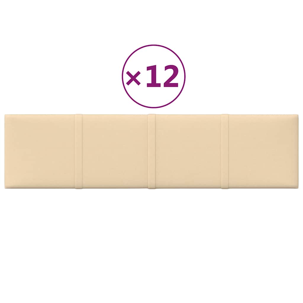 Πάνελ Τοίχου 12 τεμ. Κρεμ 60 x 15 εκ. 1,08 μ² Υφασμάτινα
