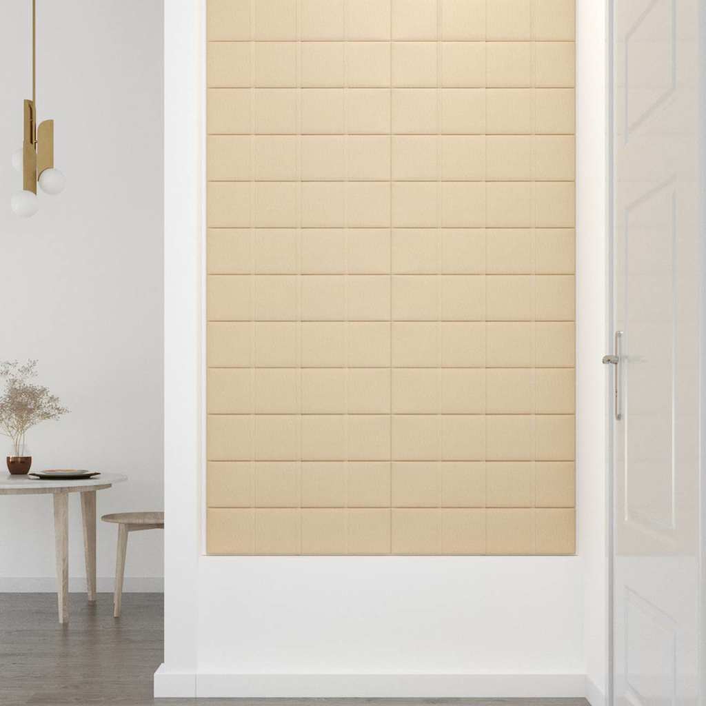 Πάνελ Τοίχου 12 τεμ. Κρεμ 60 x 15 εκ. 1,08 μ² Υφασμάτινα