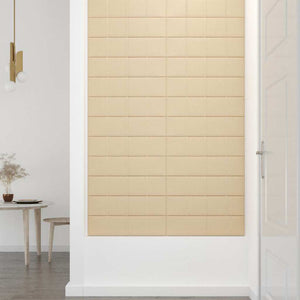 Πάνελ Τοίχου 12 τεμ. Κρεμ 60 x 15 εκ. 1,08 μ² Υφασμάτινα