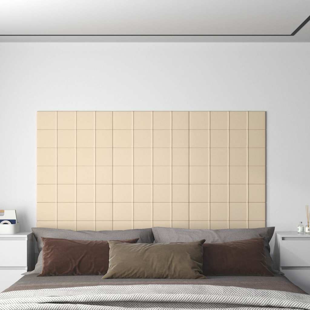 Πάνελ Τοίχου 12 τεμ. Κρεμ 60 x 15 εκ. 1,08 μ² Υφασμάτινα