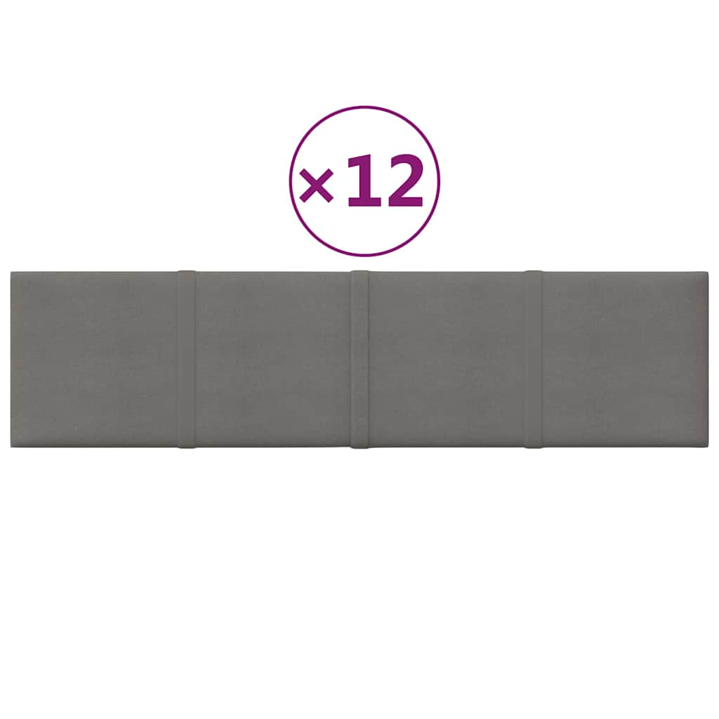 Πάνελ Τοίχου 12 τεμ. Ανοιχτό Γκρι 60x15 εκ. 1,08 μ² Υφασμάτινα