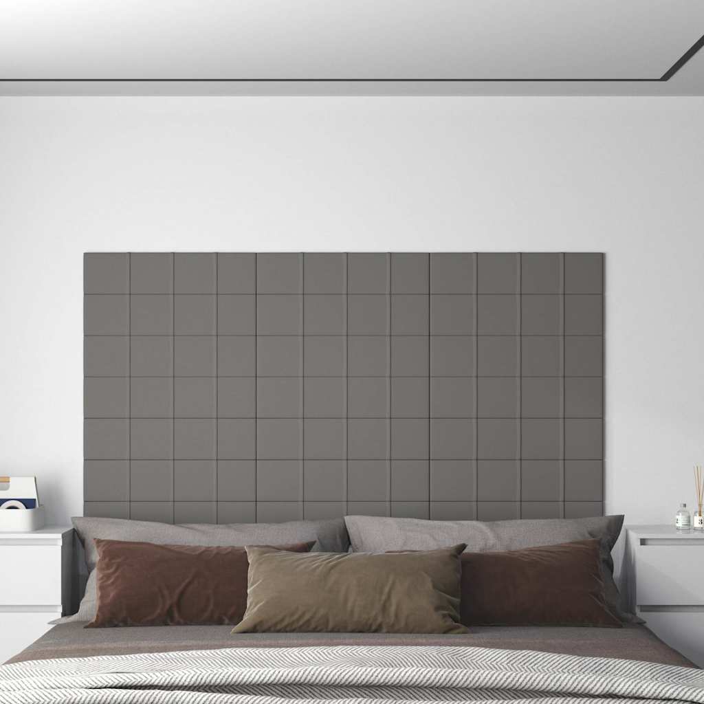 Πάνελ Τοίχου 12 τεμ. Ανοιχτό Γκρι 60x15 εκ. 1,08 μ² Υφασμάτινα