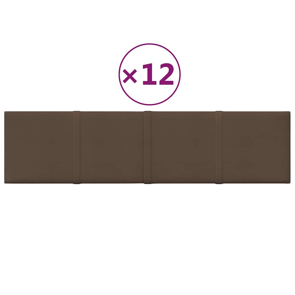 Πάνελ Τοίχου 12 τεμ. καφέ 60x15 εκ. 1,08 μ² Υφασμάτινα
