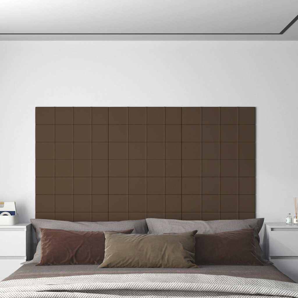 Πάνελ Τοίχου 12 τεμ. καφέ 60x15 εκ. 1,08 μ² Υφασμάτινα