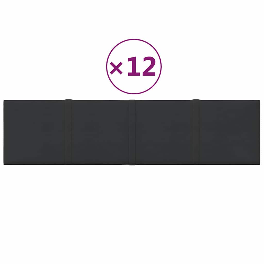 Πάνελ Τοίχου 12 τεμ. Μαύρα 60x15 εκ. 1,08 μ² Υφασμάτινα