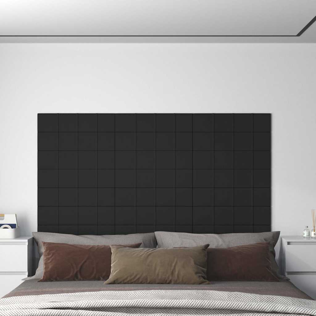 Πάνελ Τοίχου 12 τεμ. Μαύρα 60x15 εκ. 1,08 μ² Υφασμάτινα