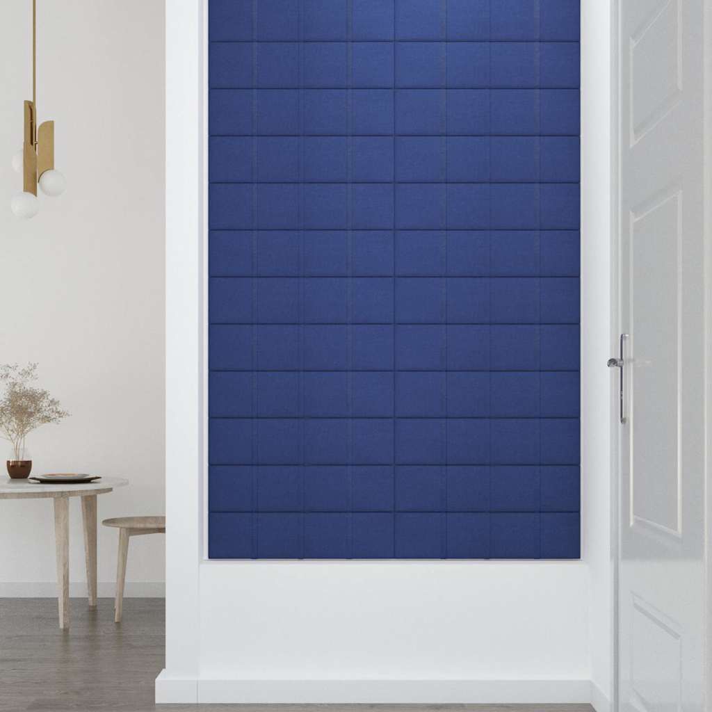 Πάνελ Τοίχου 12 τεμ. Μπλε 60 x 15 εκ. 1,08 μ² Υφασμάτινα