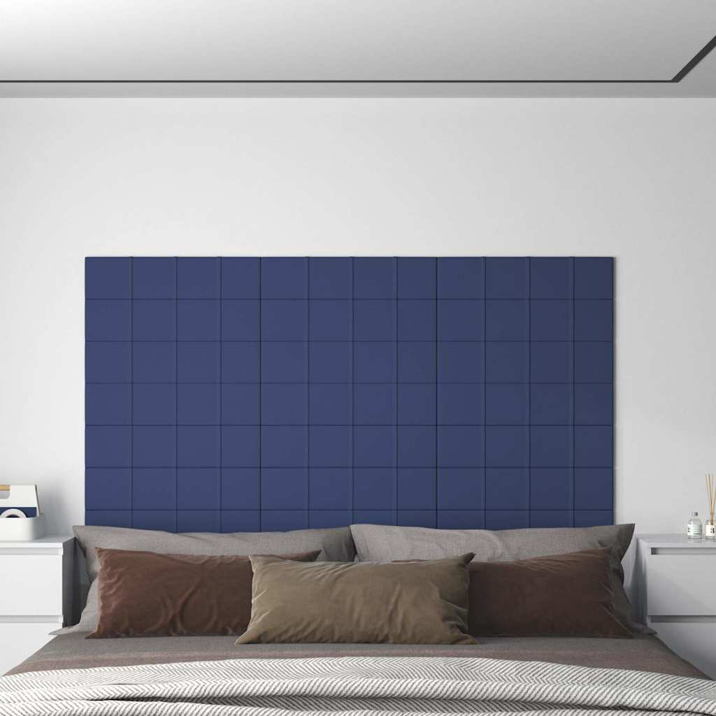 Πάνελ Τοίχου 12 τεμ. Μπλε 60 x 15 εκ. 1,08 μ² Υφασμάτινα