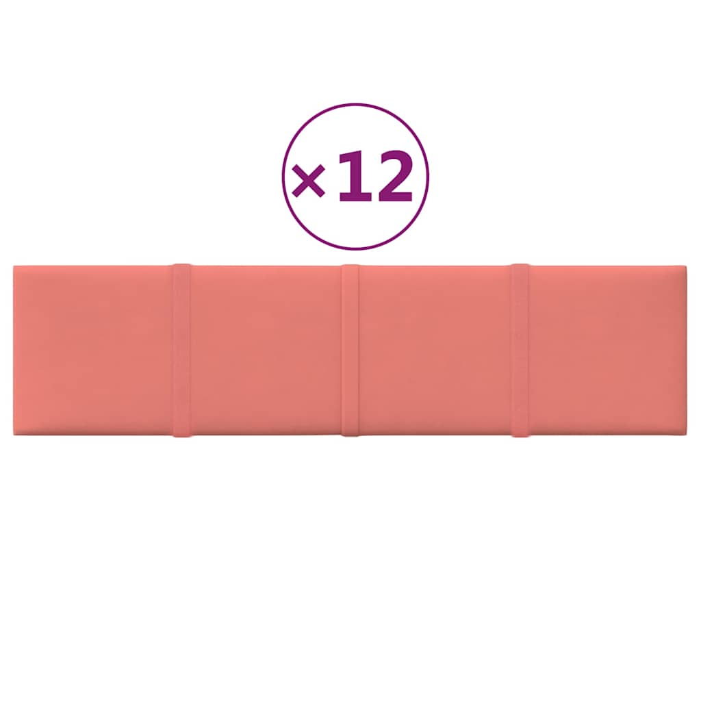 Πάνελ Τοίχου 12 τεμ. Ροζ 60x15 εκ. 1,08 μ² Βελούδινα - Pakobazaar