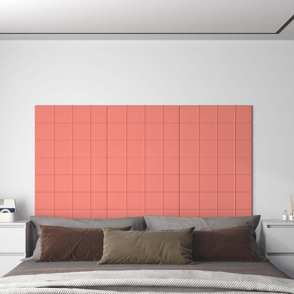 Πάνελ Τοίχου 12 τεμ. Ροζ 60x15 εκ. 1,08 μ² Βελούδινα - Pakobazaar