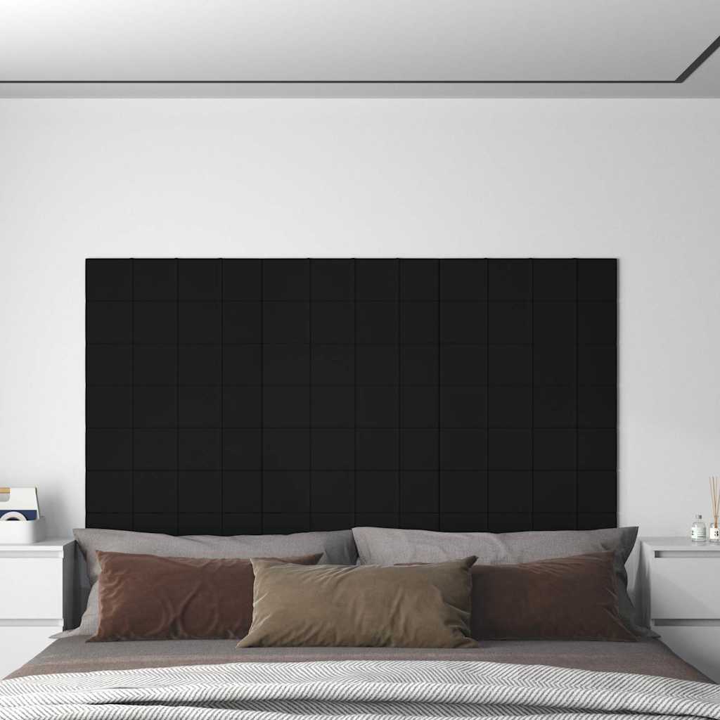 Πάνελ Τοίχου 12 τεμ. Μαύρο 60x15 εκ. 1,08 μ² Βελούδο
