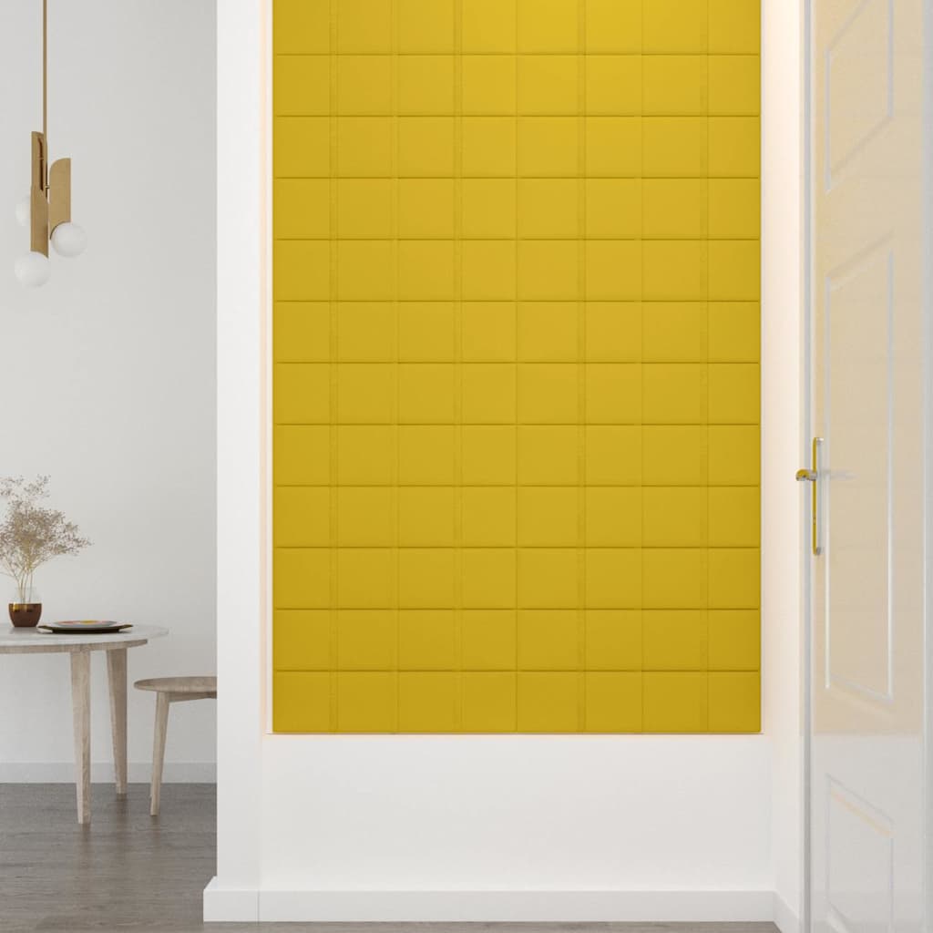 Πάνελ Τοίχου 12 τεμ. Κίτρινα 60 x 15 εκ. 1,08 μ² Βελούδινα