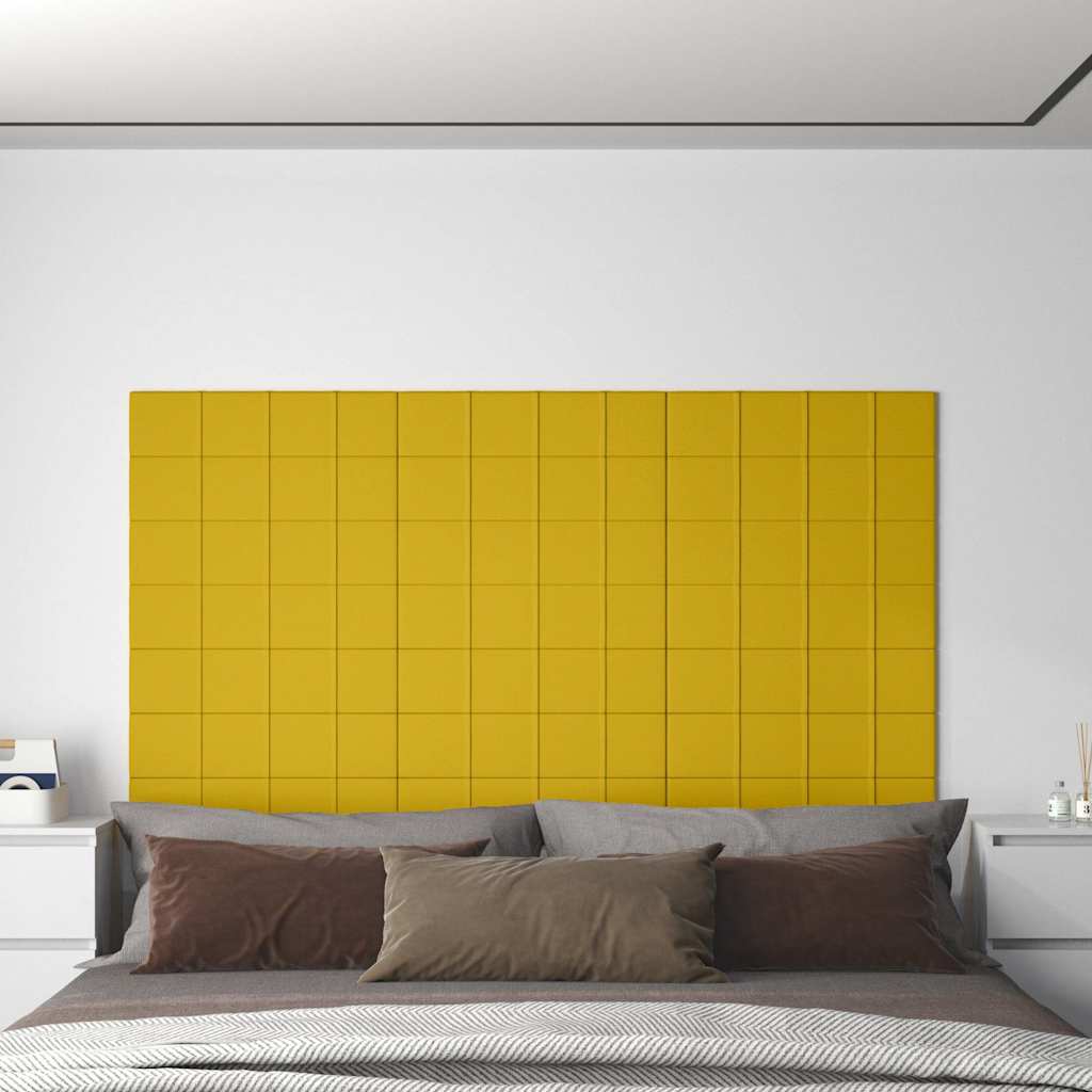 Πάνελ Τοίχου 12 τεμ. Κίτρινα 60 x 15 εκ. 1,08 μ² Βελούδινα