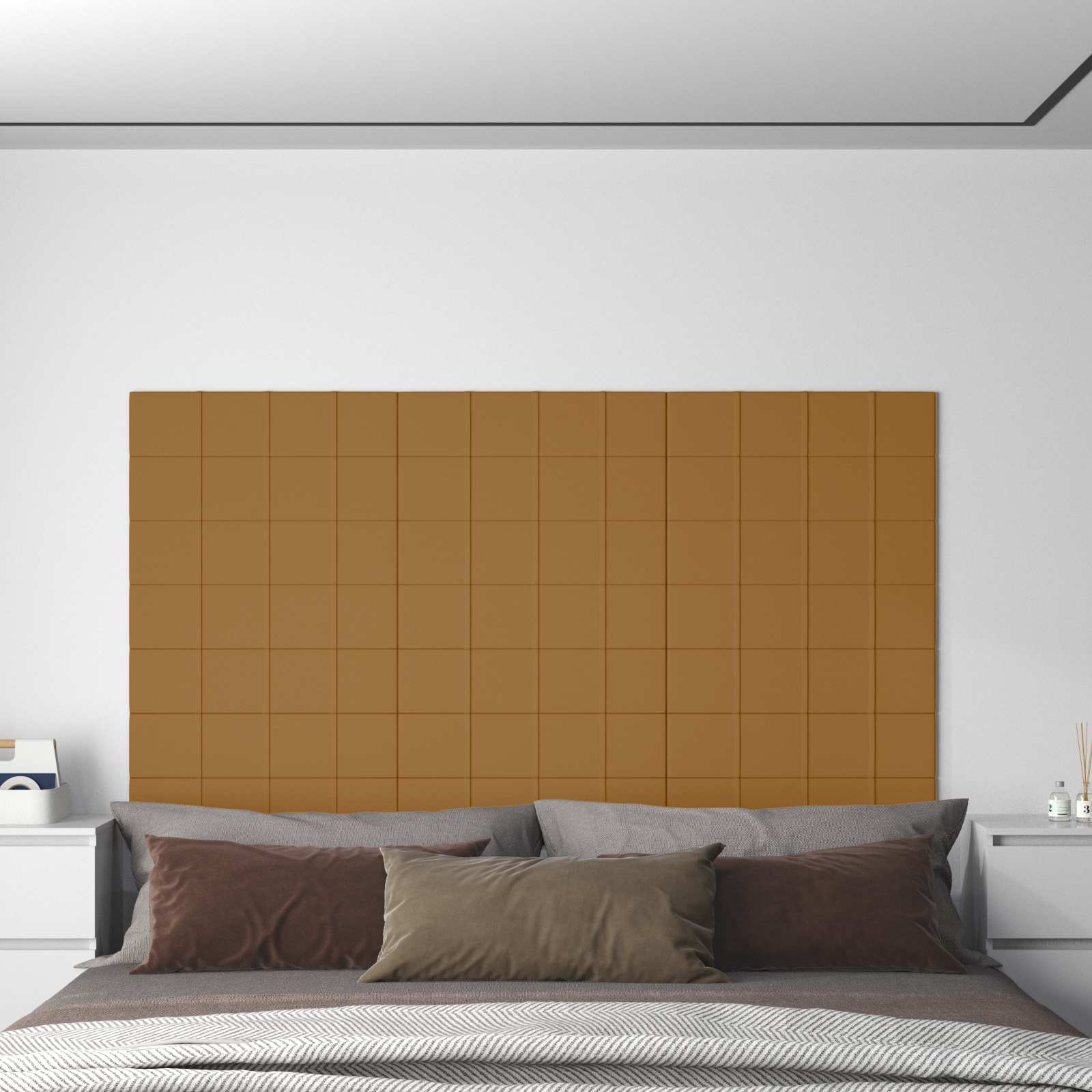 Κεφαλάρι Τοίχου 12 pcs Καφέ 60 x 15 cm Βελούδο - Pakobazaar