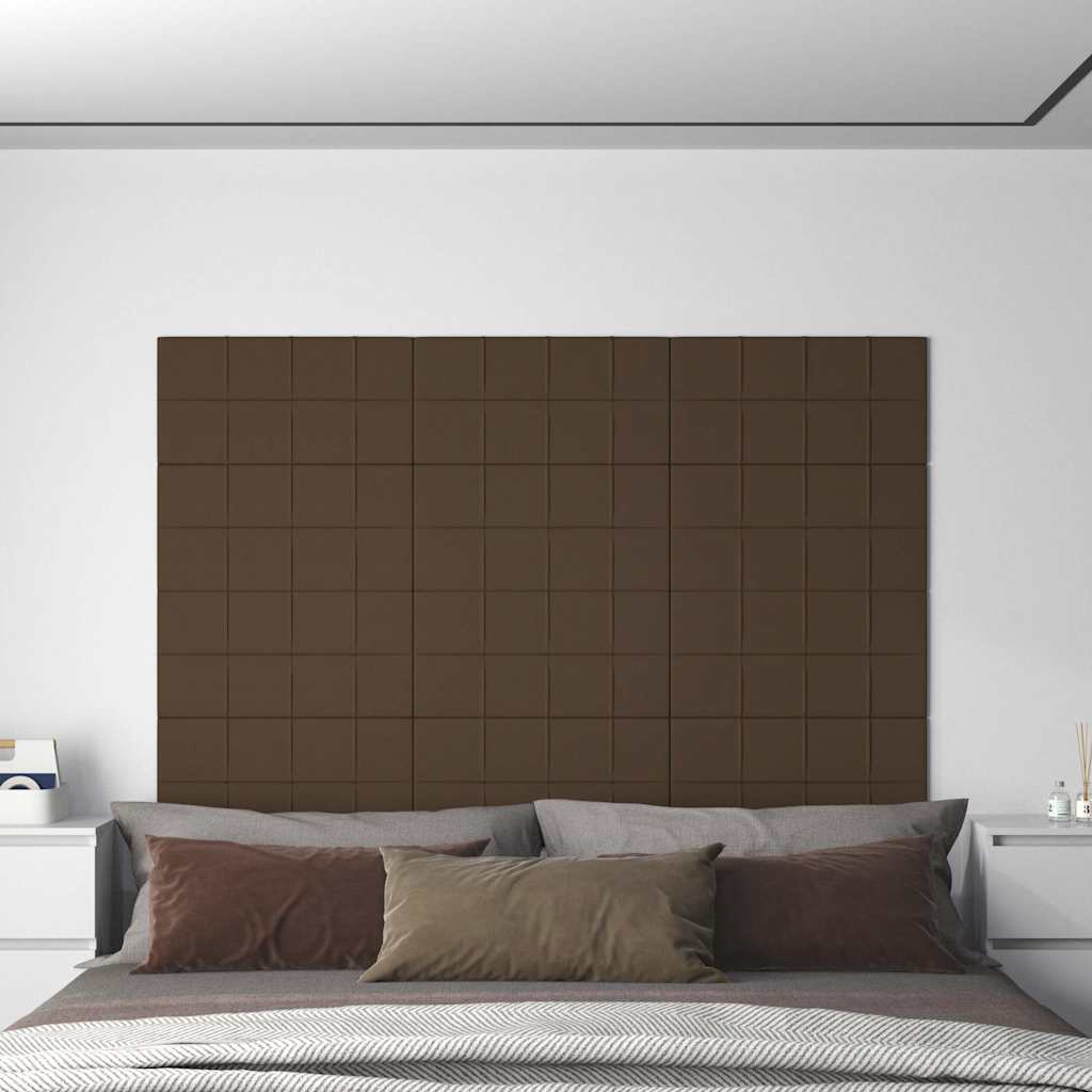 Πάνελ Τοίχου 12 τεμ. Καφέ 60 x 30 εκ. 2,16 μ² Υφασμάτινα