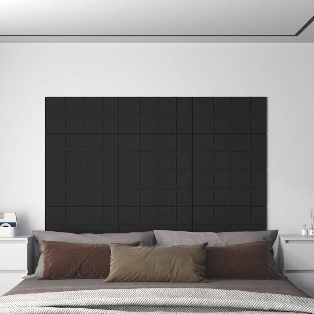 Πάνελ Τοίχου 12 τεμ. Μαύρος 60 x 30 εκ. 2,16 μ² Υφασμάτινα - Pakobazaar