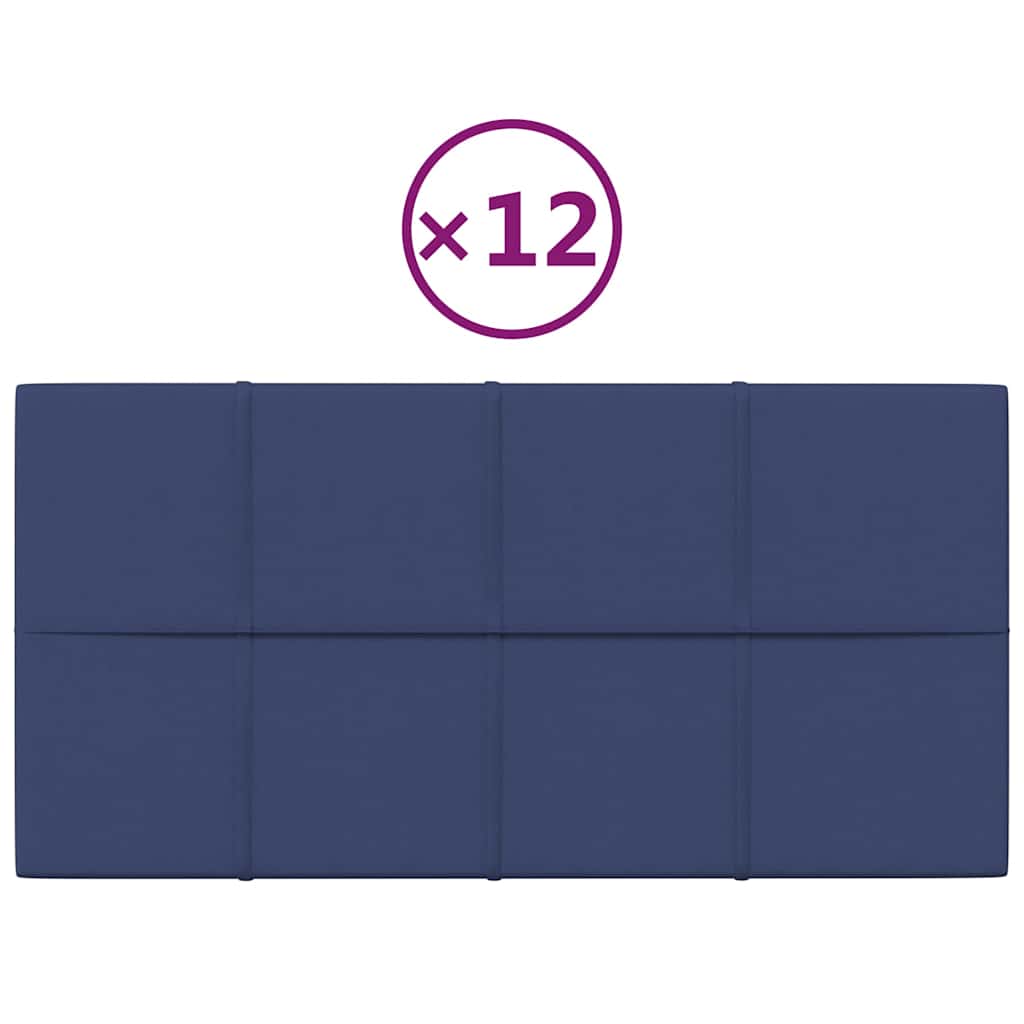 Πάνελ Τοίχου 12 τεμ. Μπλε 60 x 30 εκ. 2,16 μ² Υφασμάτινα - Pakobazaar
