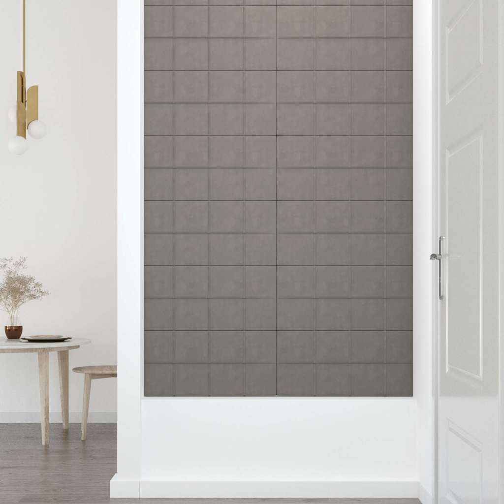 Πάνελ Τοίχου 12 τεμ. Ανοιχτό Γκρι 60x30 εκ. 2,16 μ² Βελούδο - Pakobazaar