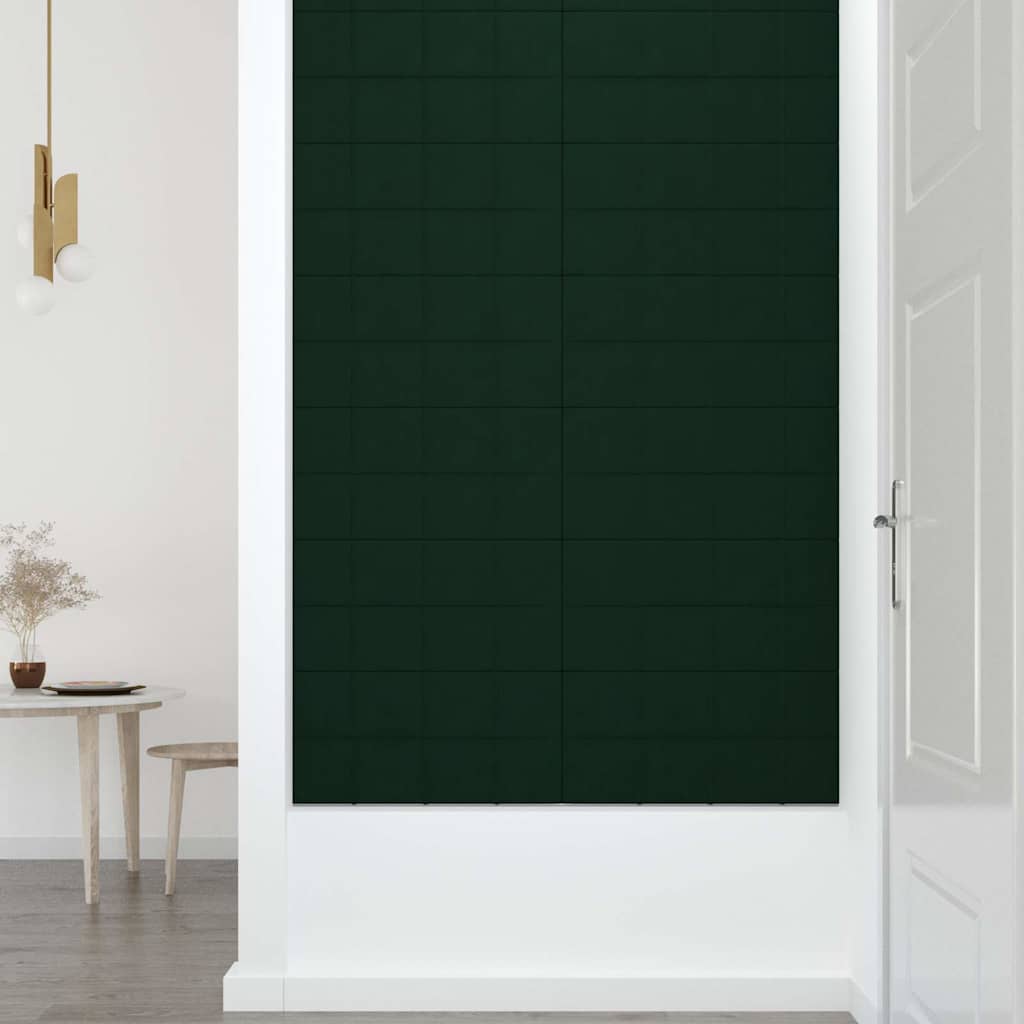 Πάνελ Τοίχου 12 τεμ. Σκούρο Πράσινο 60x30 εκ. 2,16 μ² Βελούδο