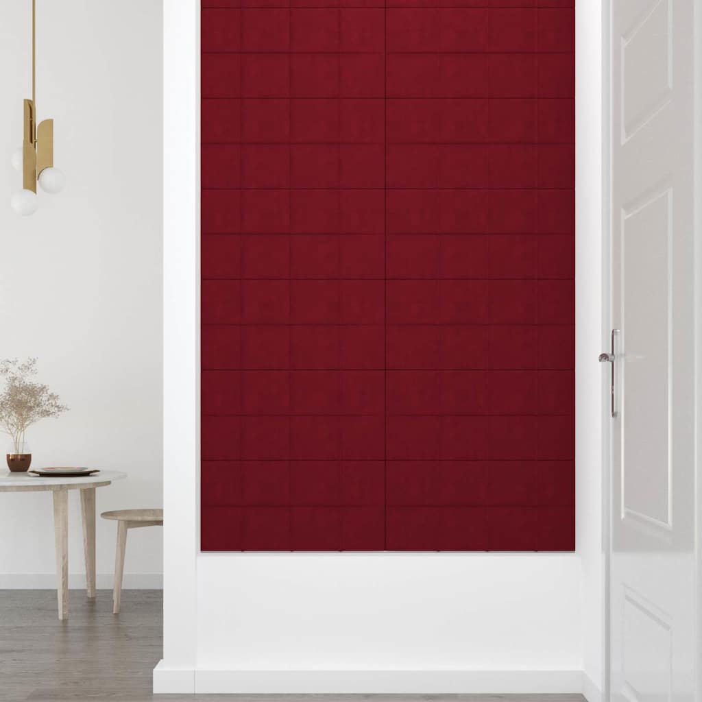Πάνελ Τοίχου 12 τεμ. Μπορντό 60x30 εκ. 2,16 μ² Βελούδο - Pakobazaar
