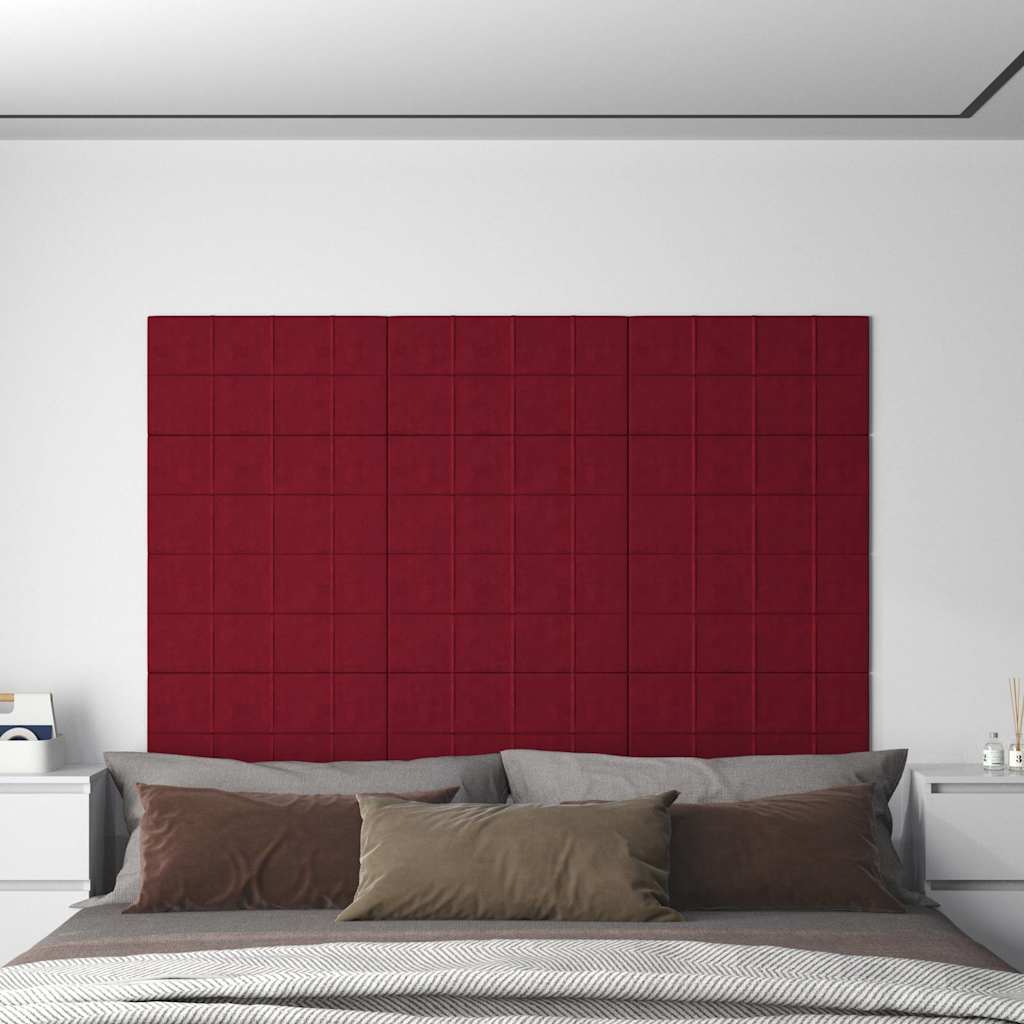 Πάνελ Τοίχου 12 τεμ. Μπορντό 60x30 εκ. 2,16 μ² Βελούδο - Pakobazaar
