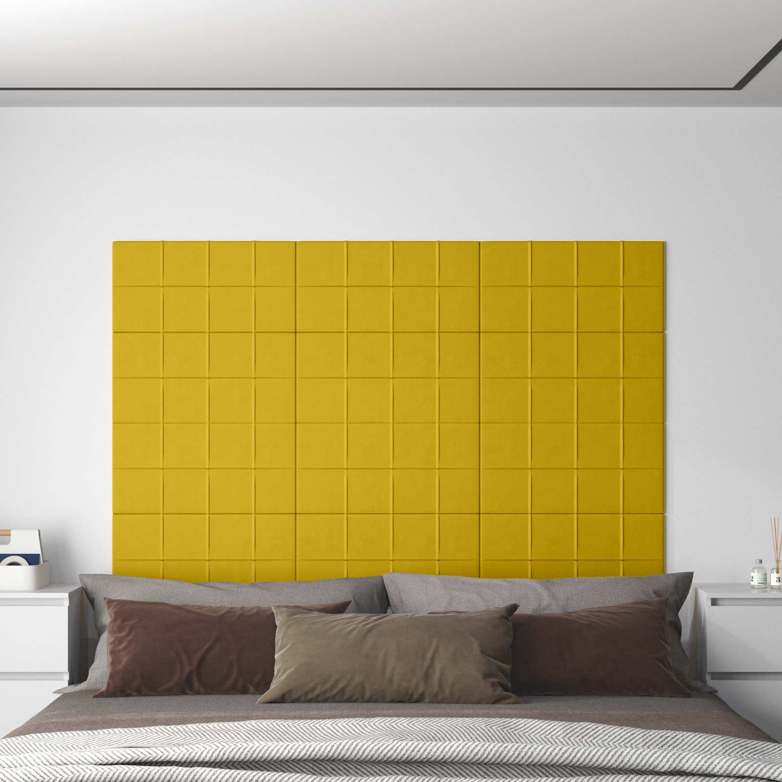 Κεφαλάρι Τοίχου 12 pcs Κίτρινο 60 x 30 cm Βελούδο - Pakobazaar
