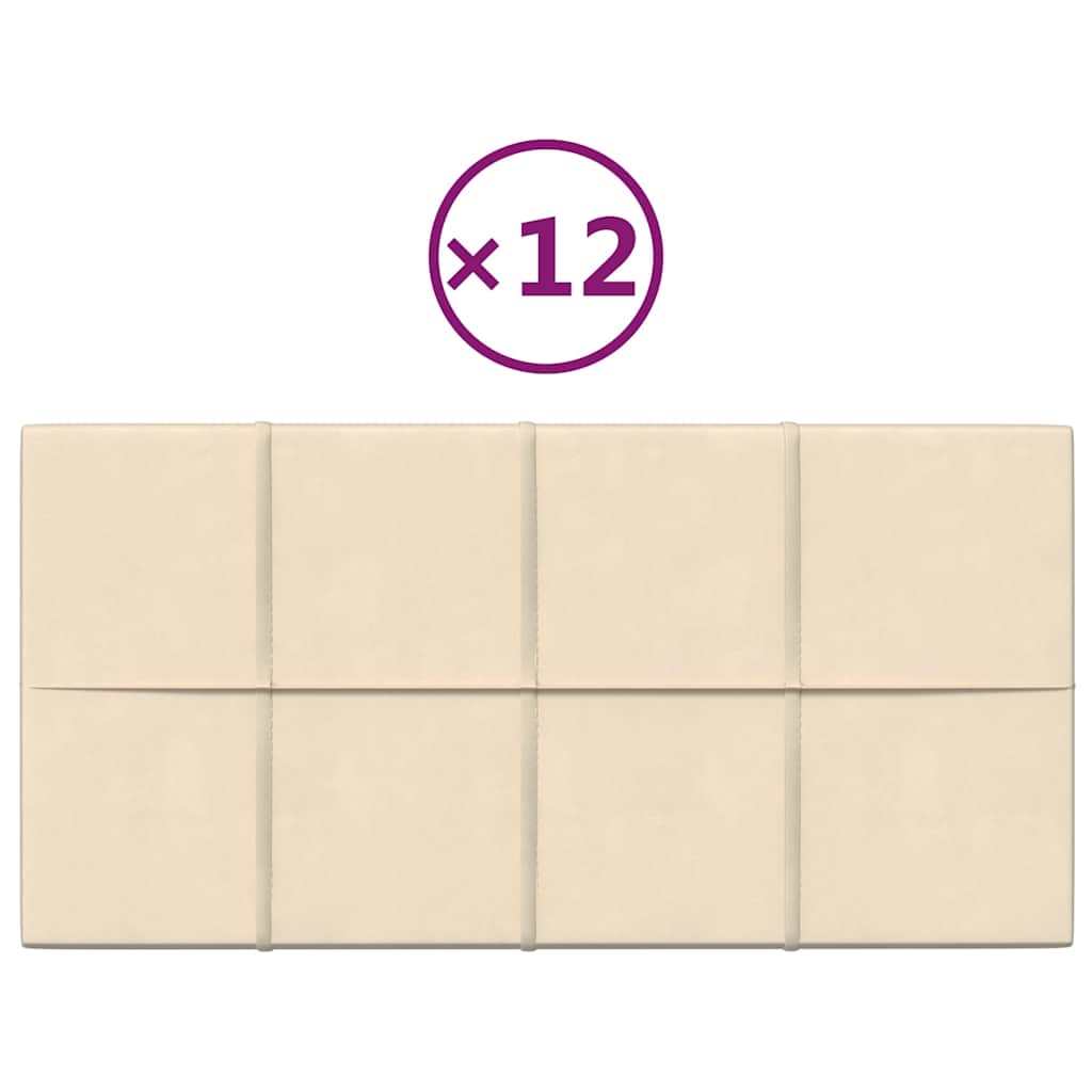 Πάνελ Τοίχου 12 τεμ. Λευκό 60 x 30 εκ. 2,16 μ² Βελούδο - Pakobazaar