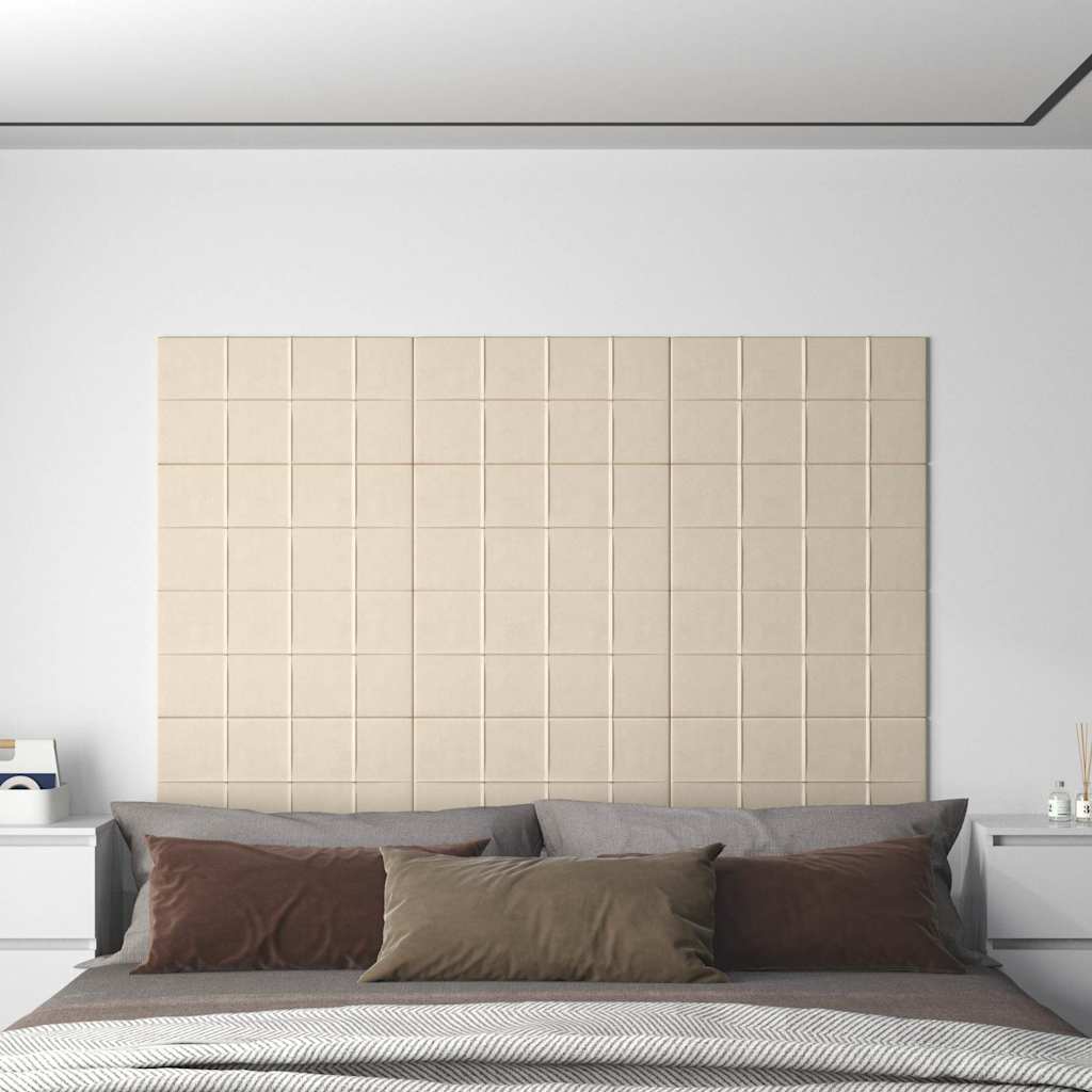 Πάνελ Τοίχου 12 τεμ. Λευκό 60 x 30 εκ. 2,16 μ² Βελούδο - Pakobazaar