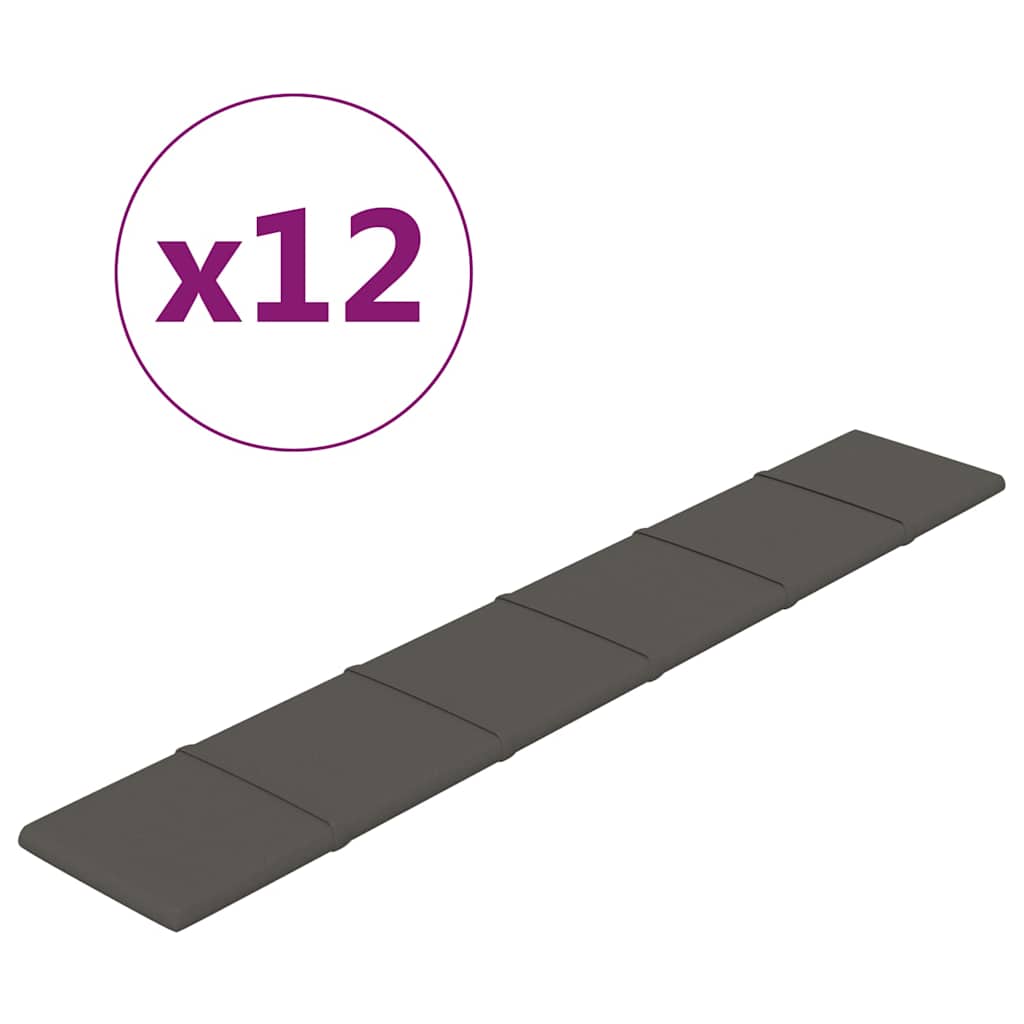 Πάνελ Τοίχου 12 τεμ. Σκούρο γκρι 90 x 15 εκ. 1,62 μ² Βελούδινα - Pakobazaar