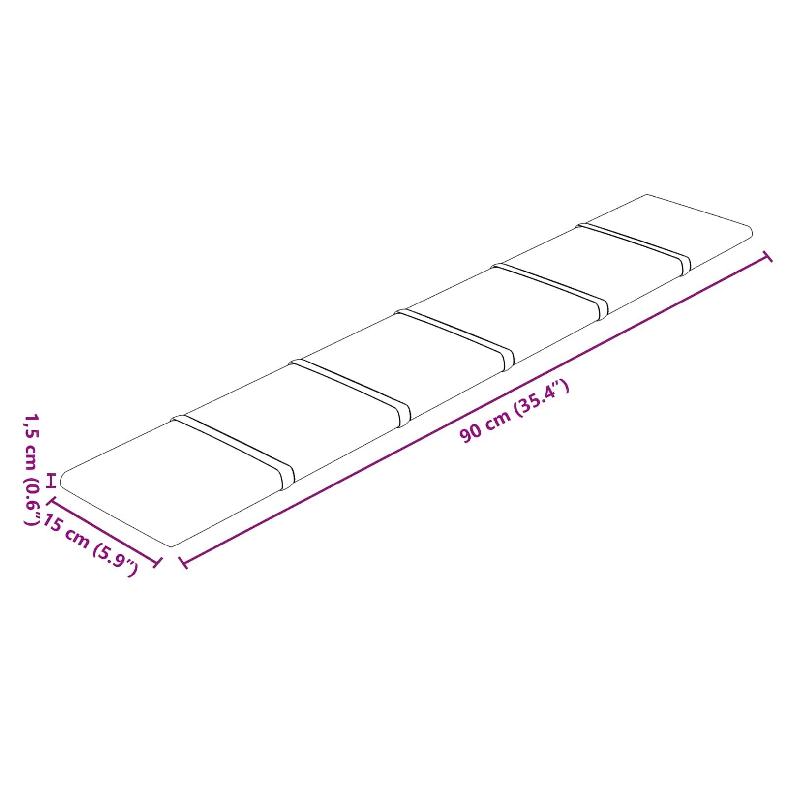 Κεφαλάρι Τοίχου 12 pcs Ροζ 90 x 15 cm Βελούδο - Pakobazaar