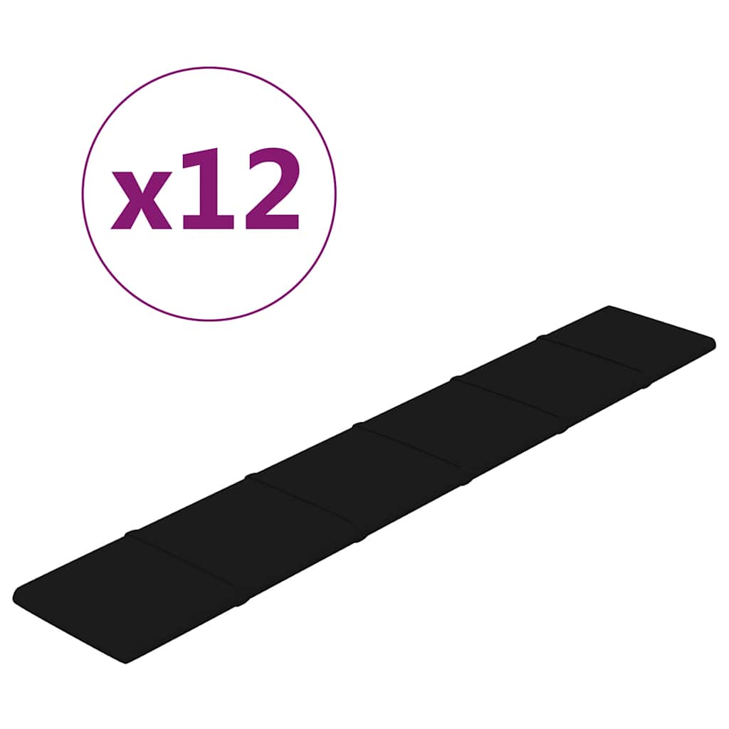 Πάνελ Τοίχου 12 τεμ. Μαύρο 90x15 εκ. 1,62 μ² Βελούδινα