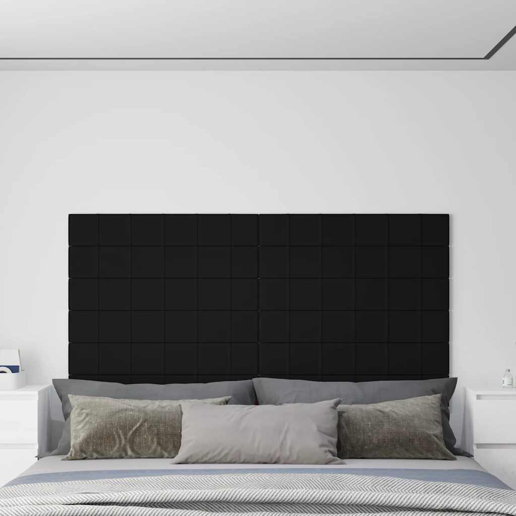 Πάνελ Τοίχου 12 τεμ. Μαύρο 90x15 εκ. 1,62 μ² Βελούδινα