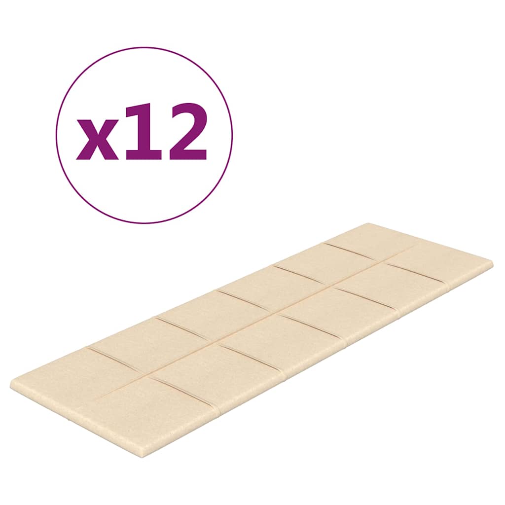 Πάνελ Τοίχου 12 τεμ. Κρεμ 90 x 30 εκ. 3,24 μ Υφασμα - Pakobazaar