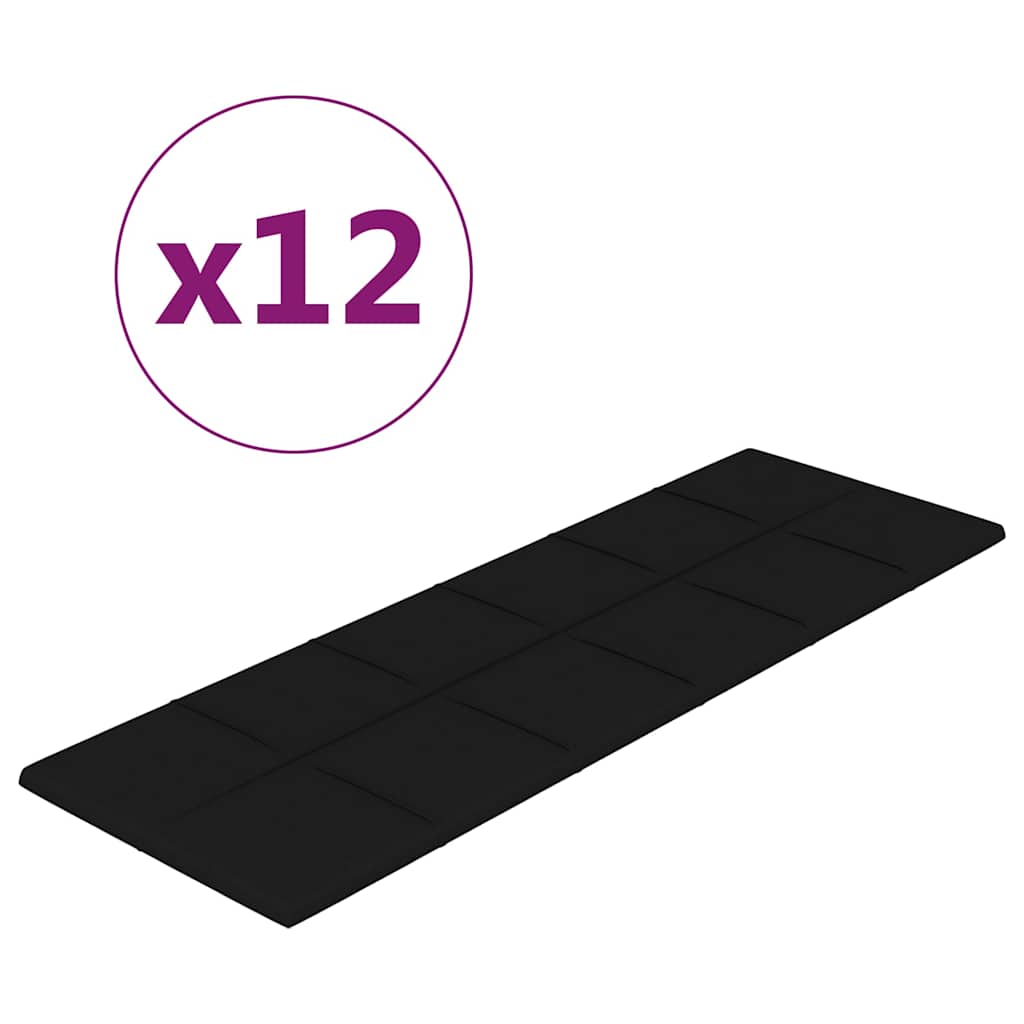 Πάνελ Τοίχου 12 τεμ. Μαύρος 90 x 30 εκ. 3,24 μ Υφασμα