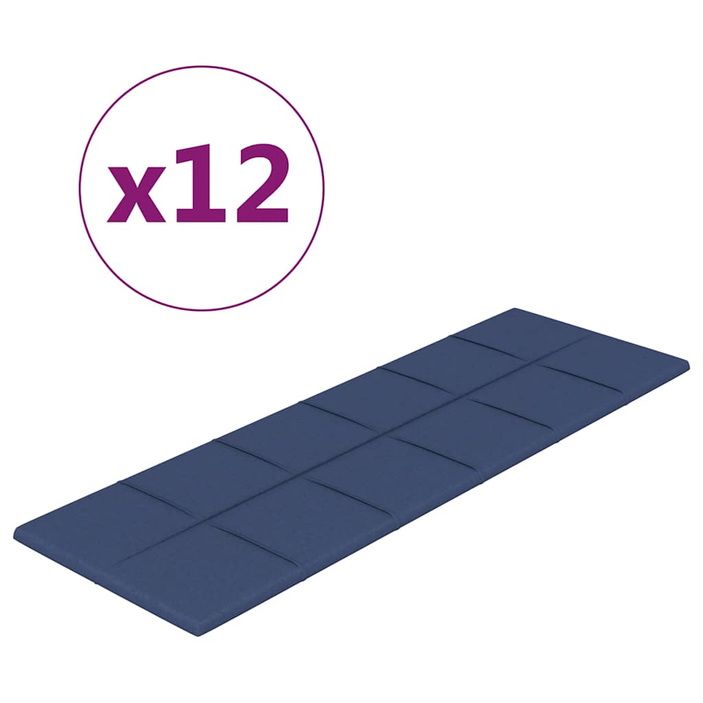 Πάνελ Τοίχου 12 τεμ. Μπλε 90 x 30 εκ. 3,24 μ Υφασμα