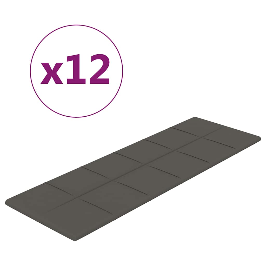 Πάνελ Τοίχου 12 τεμ. Σκ. Γκρί 90 x 30 εκ. 3,24 μ² Βελούδο
