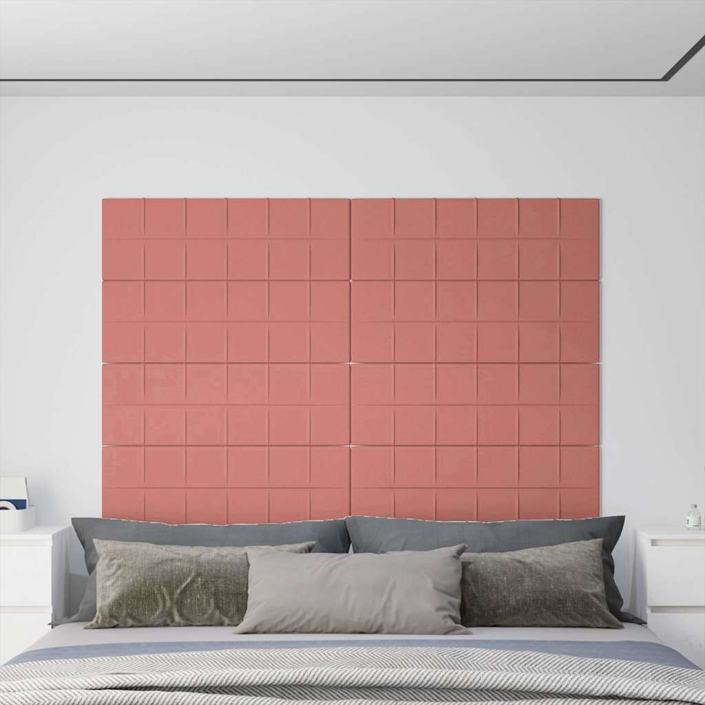 Πάνελ Τοίχου 12 τεμ. Ροζ 90 x 30 εκ. 3,24 μ² Βελούδινα