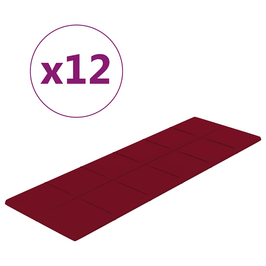 Πάνελ Τοίχου 12 τεμ. μπορντό 90 x 30 εκ. 3,24 μ² Βελούδινα