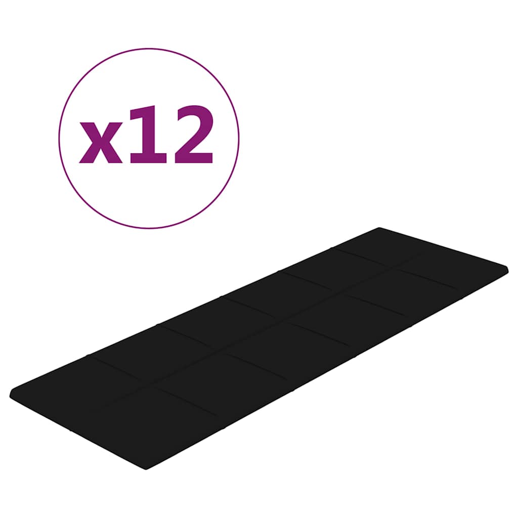Πάνελ Τοίχου 12 τεμ. Μαύρο 90 x 30 εκ. 3,24 μ² Βελούδινα - Pakobazaar