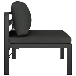 Καναπές Κήπου Τετραθέσιος Ανθρακί από Αλουμίνιο με Μαξιλάρια - PAKOBAZAAR