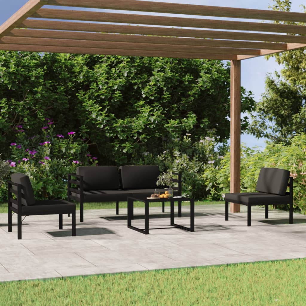 Σαλόνι Κήπου 5 Τεμαχίων Ανθρακί Αλουμινίου με Μαξιλάρια - PAKOBAZAAR