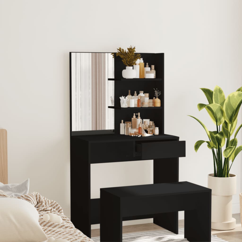 Μπουντουάρ με Καθρέφτη Μαύρο 74,5 x 40 x 141 εκ. - Pakobazaar