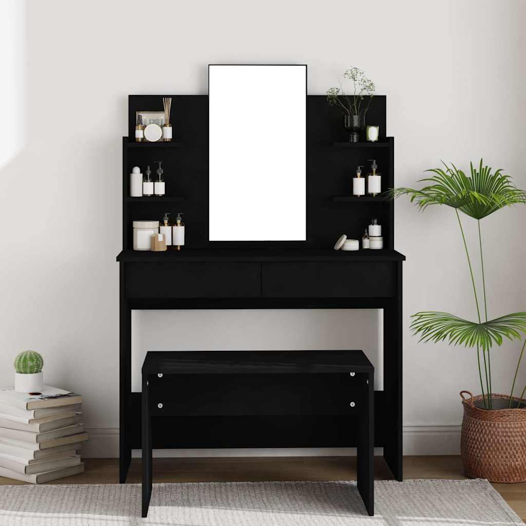 Μπουντουάρ με Καθρέφτη Μαύρο 96 x 40 x 142 εκ. - Pakobazaar
