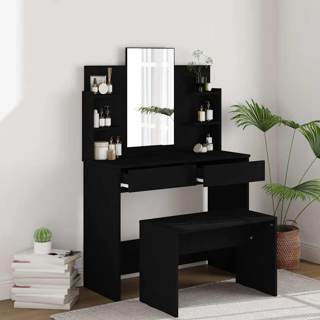Μπουντουάρ με Καθρέφτη Μαύρο 96 x 40 x 142 εκ. - Pakobazaar