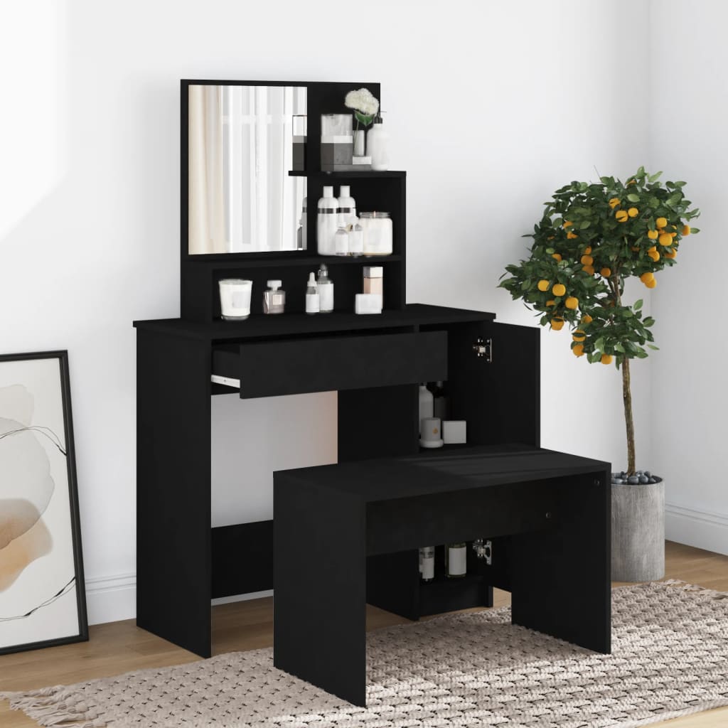 Μπουντουάρ με Καθρέφτη Μαύρο 86,5 x 35 x 136 εκ. - Pakobazaar